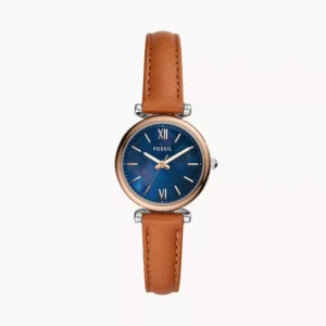 Carlie Mini Three-Hand Tan Leather Watch