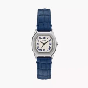 Harlow Three-Hand Navy Croco Leather Watch