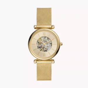 Carlie Automatic Gold-Tone Stainless Steel Mesh Watch